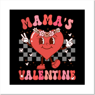 Retro Groovy Mama is My Valentine Cute Heart Boys Girls Kids Posters and Art